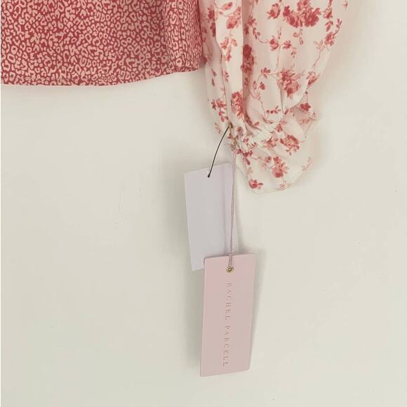 NEW Rachel Parcell Ruffle Detail Pink Floral Blouse Size Small Prairie Designer - Picture 4 of 7